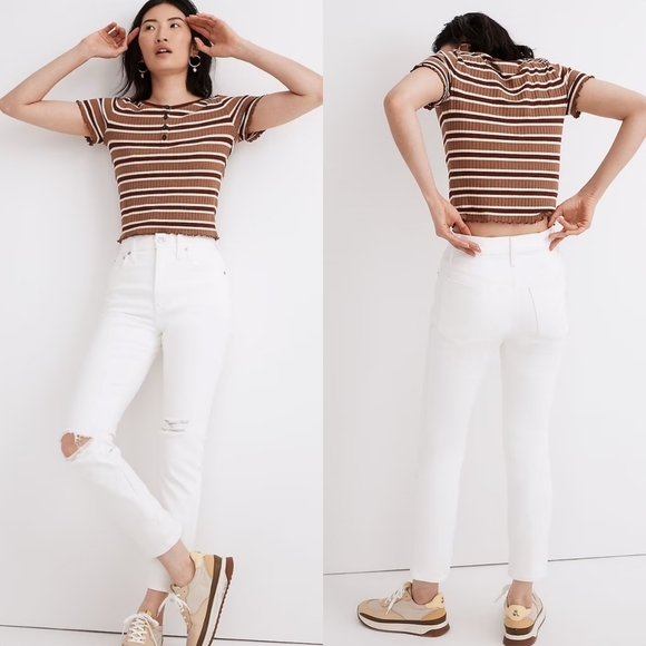 Madewell Denim - New Madewell Perfect Vintage Crop Distressed High Waist Button Fly Jeans